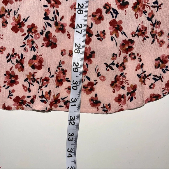 Maurices Tunic Babydoll Top Pink Ditsy Floral Print Lace-up Front Medium Women’s - Picture 9 of 12